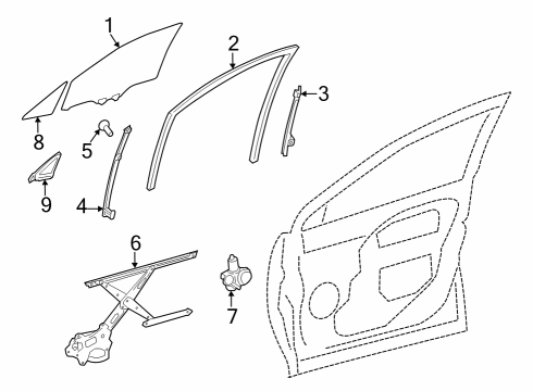 Glass - Front Door Guide Channel Diagram for 674010A050