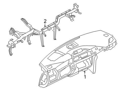 1989 Acura Integra Cluster & Switches, Instrument Panel Carrier Instrument Panel Diagram for 51459291315