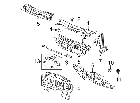 2009 Jeep Patriot Cowl SILENCER-Dash Panel Diagram for 5028908AD