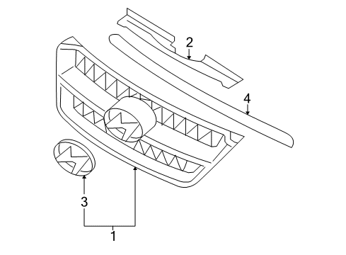 2009 Hyundai Sonata Grille & Components Cover-Radiator Grille Upper Diagram for 863533K500
