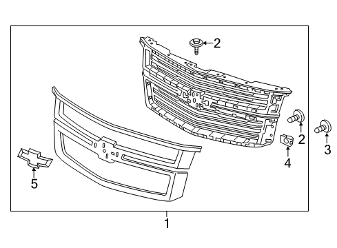 2018 Chevrolet Suburban Grille & Components Emblem Diagram for 23463800