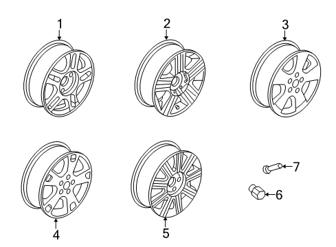 2004 Ford Freestar Wheels Wheel, Alloy Diagram for 3F2Z1007BA