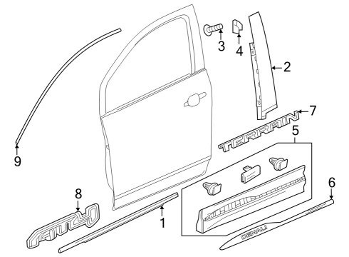 Exterior Trim - Front Door Lower Molding Diagram for 23187741