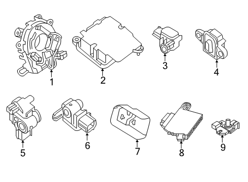 2020 Infiniti QX60 Air Bag Components Sensor-Side, Air Bag Center Diagram for 988209NG9A