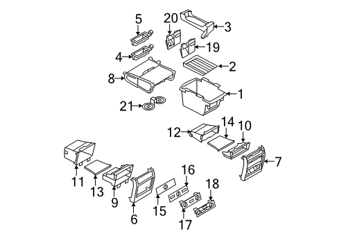 2008 BMW X5 Front Console, Rear Console Floor Mat Velours Diagram for 51166963378