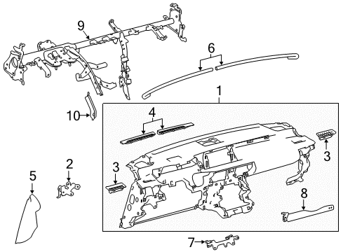 2019 Lexus IS300 Cluster & Switches, Instrument Panel Bracket, Glove Compartment Diagram for 5531353030