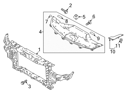2020 Kia Stinger Radiator Support Cover Assembly-Fender Side Diagram for 84130J5000