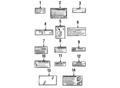 1991 Toyota Land Cruiser Information Labels Label, Rear NO.2 Seat Information Diagram for 7454460090
