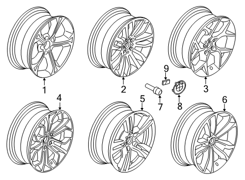 2014 BMW X1 Wheels Disc Wheel, Light Alloy, Bright-Turned Diagram for 36116789147