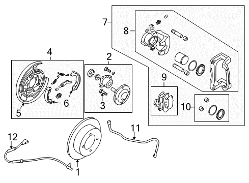 2009 Hyundai Azera Anti-Lock Brakes Sensor-Abs Rear Wheel , LH Diagram for 599103K001