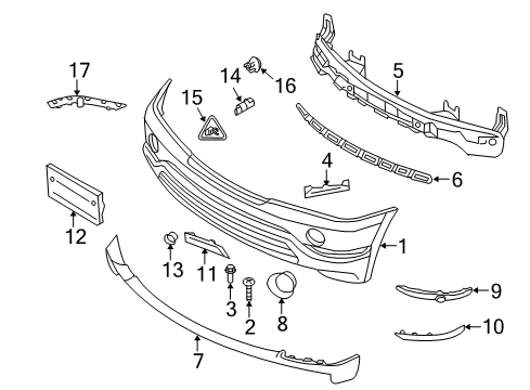 2003 BMW X5 Front Bumper Support Front Bumper Trim, Primed Diagram for 51117062604