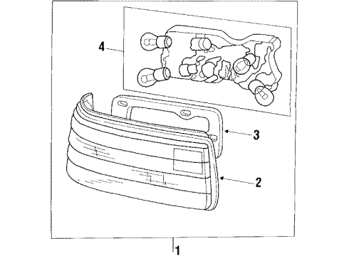 1987 Mitsubishi Precis Tail Lamps Holder & Wiring-Rear Combination, Inside Diagram for 9245121A00