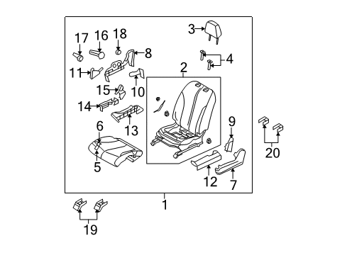2009 Nissan Versa Front Seat Components Pad-Front Seat Cushion Diagram for 87361EL00A