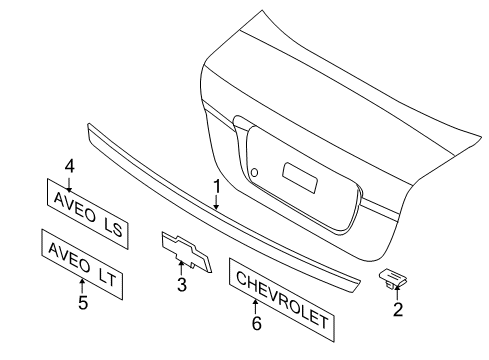 2008 Chevrolet Aveo Exterior Trim - Trunk Lid Handle Diagram for 96649383
