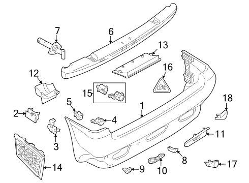 2000 BMW X5 Rear Bumper Panel, Bumper, Primed, Rear Diagram for 51127027046