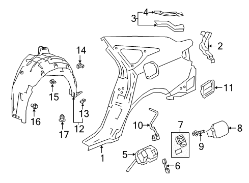 2019 Honda Accord Quarter Panel & Components Gutter, R. RR. (Upper) Diagram for 63321TVAA00ZZ
