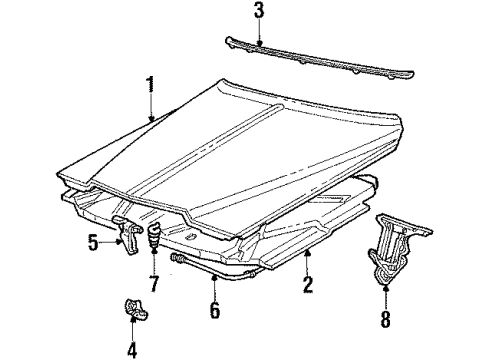 1987 Cadillac Brougham Hood & Components Lat Asm-Hood Secondary Diagram for 1610270