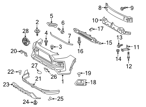 2019 Toyota RAV4 Front Bumper Lower Grille Hole Cover Diagram for 5328542130