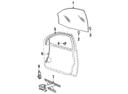 1996 Ford Taurus Rear Door Run Channel Diagram for 4F1Z5421596AA
