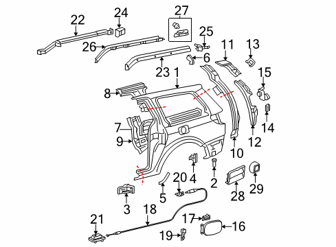 2004 Toyota Sienna Automatic Temperature Controls STOPPER, Fuel Filler Diagram for 7735830060