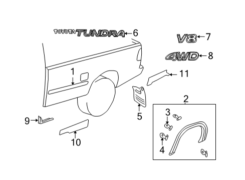 2001 Toyota Tundra Exterior Trim - Pick Up Box Diagram 1 - Thumbnail