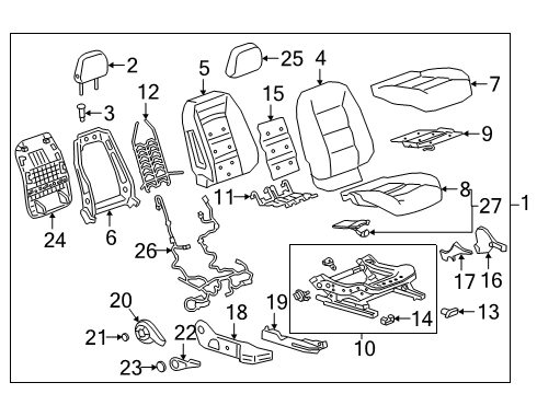 2021 GMC Terrain Passenger Seat Components Track Cover Diagram for 84159109