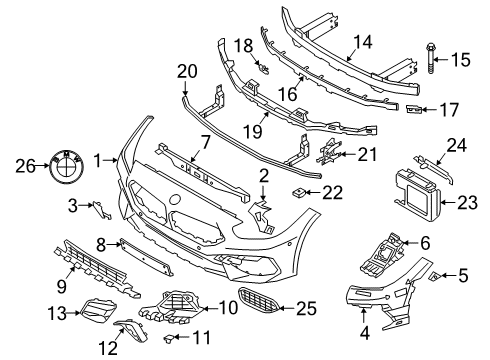 2019 BMW Z4 Front Bumper Hex Bolt Diagram for 07119906119