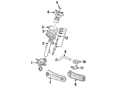 1997 Mercury Sable Rear Suspension Components, Stabilizer Bar Stabilizer Bar Insulator Diagram for F6DZ5493A