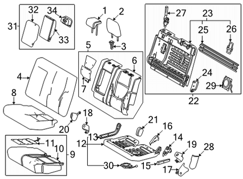 Rear Seat Components Headrest Guide Diagram for 7193147010C8