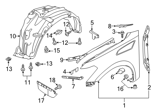 2012 Infiniti QX56 Fender & Components PROTCT Fr FND R Diagram for 638401LA0B