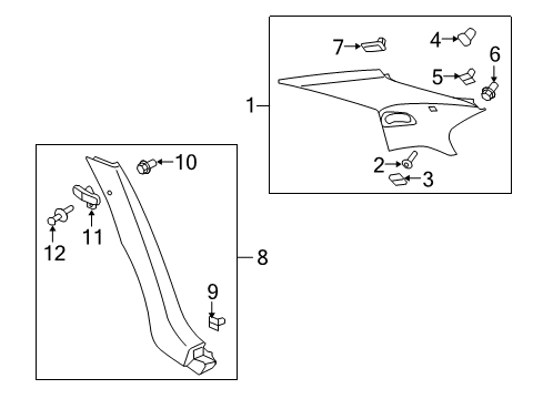 2014 Cadillac CTS Interior Trim - Quarter Panels Upper Quarter Trim Diagram for 22829318