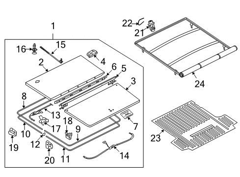 2008 Ford Explorer Sport Trac Pick Up Box Cover Lock & Key Diagram for 7A2Z7843432A