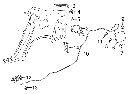 2020 Toyota Corolla Quarter Panel & Components Release Cable Diagram for 7703502510
