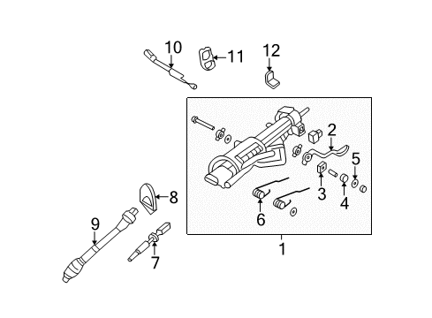 2005 Lincoln Aviator Anti-Theft Components Lower Shaft & Joint Assembly Diagram for 4C5Z3B676AA
