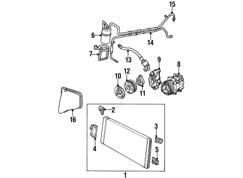 1996 Ford Taurus A/C Condenser, Compressor & Lines AC Hose Diagram for F6DZ19D734AD