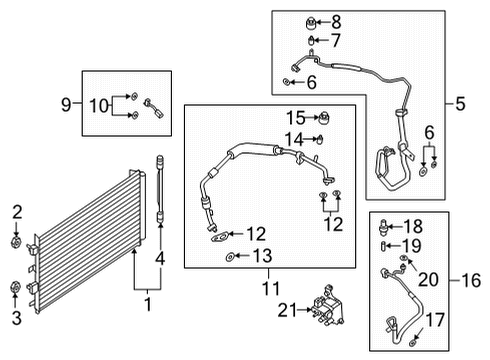 2022 Lincoln Corsair A/C Condenser, Compressor & Lines CONDENSER ASY Diagram for LX6Z19712A