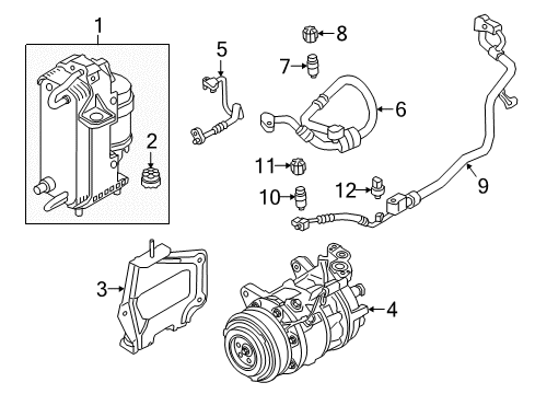 2016 BMW 740i Air Conditioner Suction Pipe Evaporator-Compressor Diagram for 64539311903