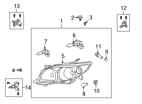 2009 Toyota Corolla Bulbs Lens & Housing Diagram for 8113002670