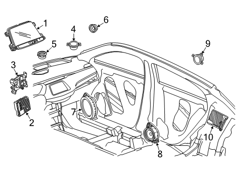 2021 Cadillac XT4 Sound System Mount Bracket Diagram for 84640396