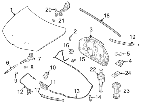 Hood & Components Handle-Inside Release Diagram for 68350522AA