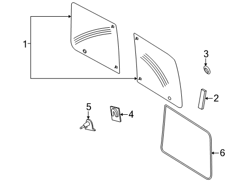 2011 Ford Transit Connect Back Door - Glass & Hardware Door Glass Retainer Diagram for 3T1Z9943748A