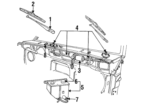 1993 Ford Explorer Wiper & Washer Components Rear Motor Diagram for F47Z17V508AARM