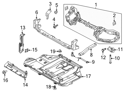 2015 Ford Focus Radiator Support Mount Panel Bracket Diagram for CP9Z8182B