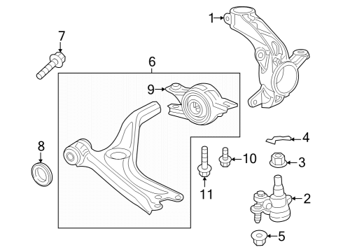 Front Suspension Components Bush, FR. Arm Stopper (Lower) Diagram for 51397TVAA01