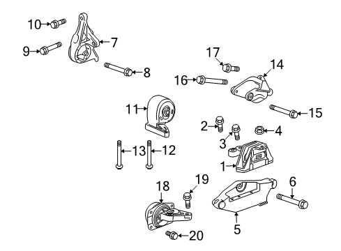 2011 Cadillac SRX Engine & Trans Mounting Transmission Mount Bracket Diagram for 23105921
