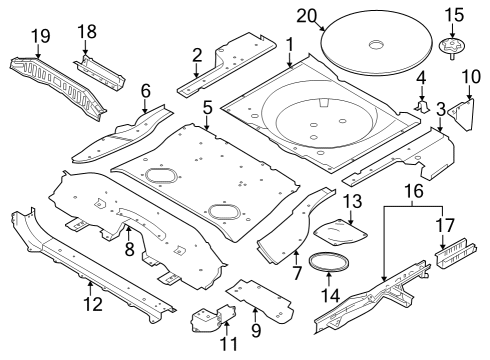 2015 Nissan Rogue Rear Body - Floor & Rails Reinforce-Board Rear Floor Diagram for G45A84BAMA