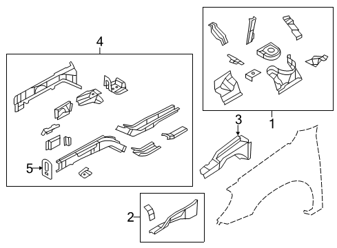 2009 Chrysler Sebring Structural Components & Rails Beam-Inner Load Path Diagram for 5155589AB