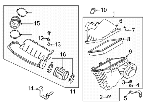 2022 Nissan Frontier Filters Air Cleaner Housing Cover Diagram for 165269BT1A