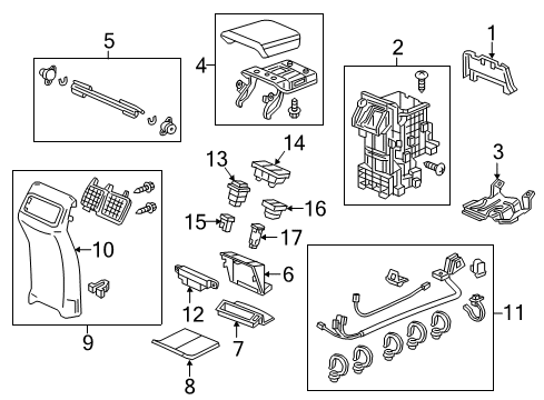 2015 Honda CR-V Front Console, Rear Console Mat, Box Diagram for 83415T0AH01