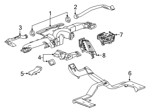 2018 Cadillac Escalade Ducts Rear Duct Diagram for 23243143